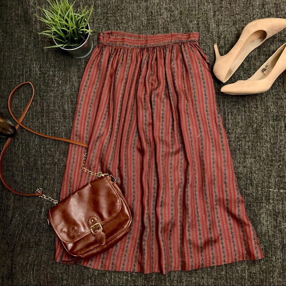 60’S 70’S Vintage, Long/Midi, Printed Skirt